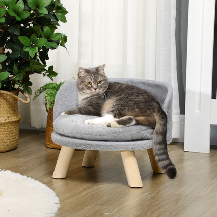 PAWROOM - Soffa för hund och katt med mjuk plysch, grå/natur, 5×33 cm