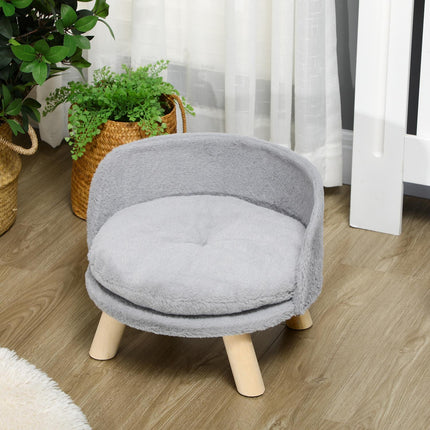 PAWROOM - Soffa för hund och katt med mjuk plysch, grå/natur, 5×33 cm