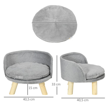PAWROOM - Soffa för hund och katt med mjuk plysch, grå/natur, 5×33 cm