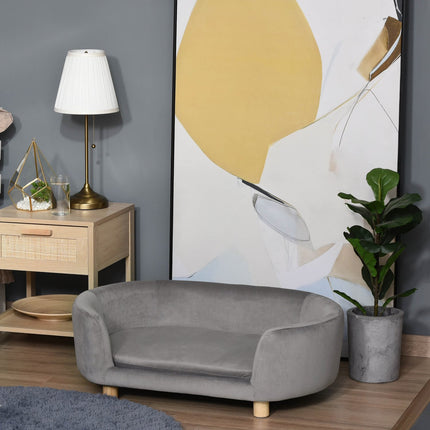 PAWROOM - Soffa för hund och katt med skumfyllning, ljusgrå, 86×55×33 cm