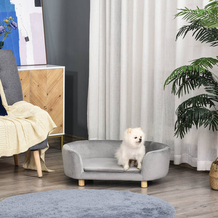 PAWROOM - Soffa för hund och katt med skumfyllning, ljusgrå, 86×55×33 cm