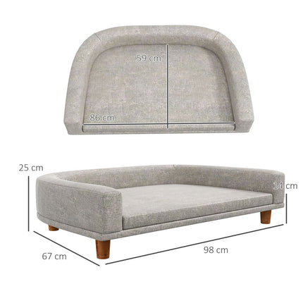 PAWROOM - Upphöjd hundsäng för hundens egen liggplats, grå, 98×67×25 cm