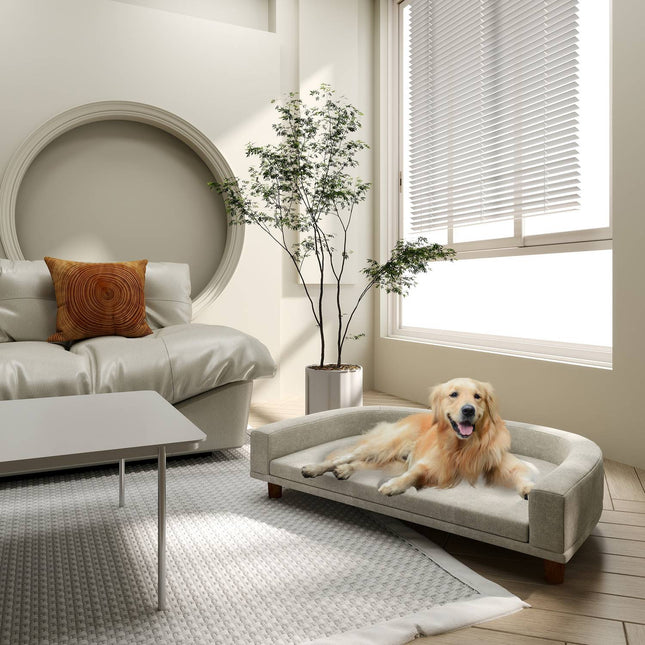 PAWROOM - Upphöjd hundsäng för hundens egen liggplats, grå, 98×67×25 cm