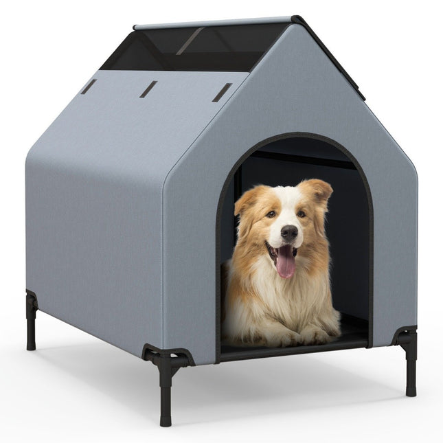 PAWROOM - Upphöjd hundsäng för utomhusbruk, grå/svart, 64×91×86 cm