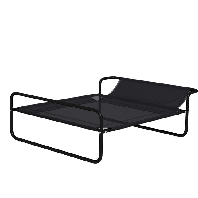 PAWROOM - Upphöjd hundsäng för utomhusbruk med nättyg, svart, 91×69×29 cm