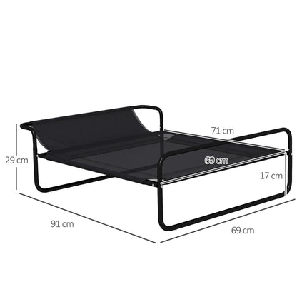 PAWROOM - Upphöjd hundsäng för utomhusbruk med nättyg, svart, 91×69×29 cm
