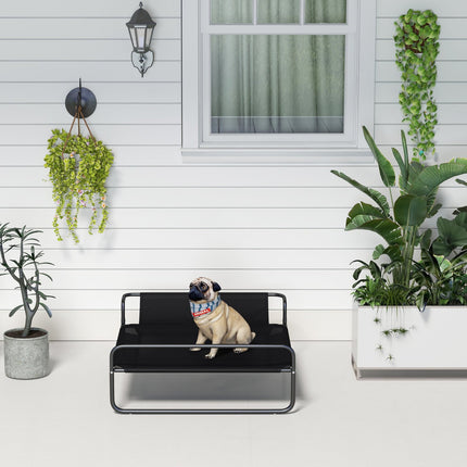 PAWROOM - Upphöjd hundsäng för utomhusbruk med nättyg, svart, 91×69×29 cm