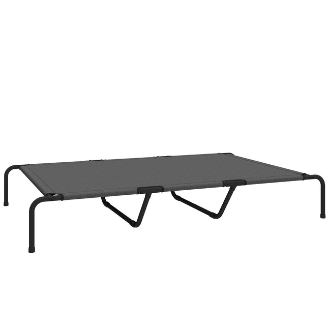 PAWROOM - Upphöjd hundsäng med nättyg, svart/vit/grå, 152×94×23 cm