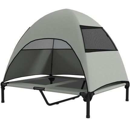 PAWROOM - Elevated Cooling Outdoor Dog Bed with Cover - Light Grey