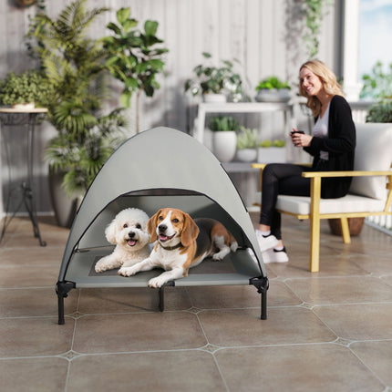 PAWROOM - Elevated Cooling Outdoor Dog Bed with Cover - Light Grey