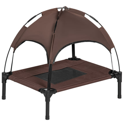 PAWROOM - Elevated outdoor dog bed with canopy, breathable fabric, coffee