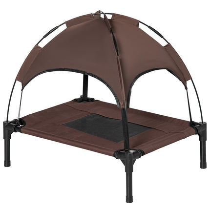 PAWROOM - Elevated outdoor dog bed with canopy, breathable fabric, coffee