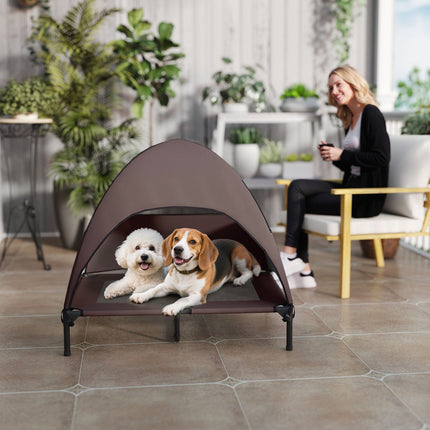 PAWROOM - Outdoor raised dog bed with canopy - large, cooling, washable
