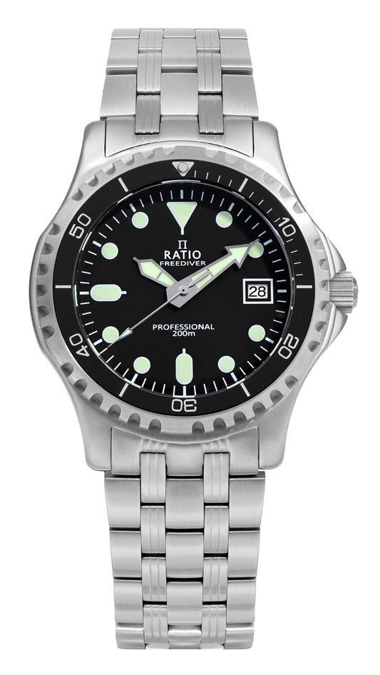 Ratio FreeDiver Professional Sapphire Black Dial Quartz RTF005 200M herrklocka