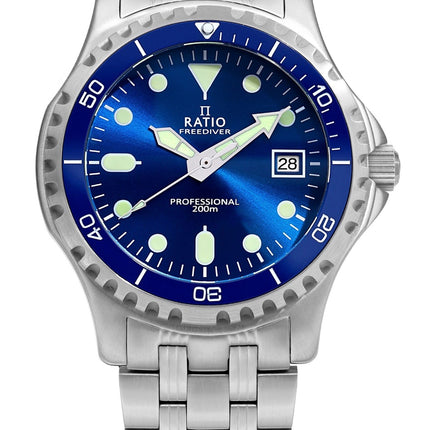 Ratio FreeDiver Professional Sapphire Blue Sunray Dial Quartz RTF007 200M herrklocka