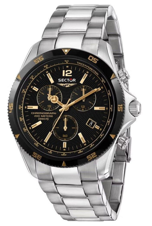 Sector 650 Chronograph Rostfritt stål Black Dial Quartz Diver's R3273631001 200M herrklocka