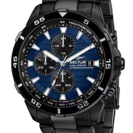 Sector ADV2500 kronograf rostfritt stål blå urtavla Quartz R3273643001 100M herrklocka
