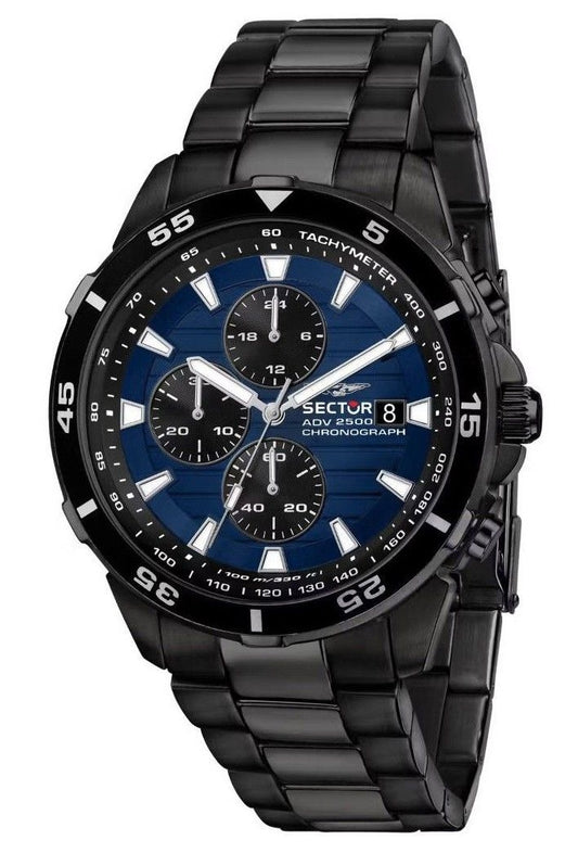 Sector ADV2500 kronograf rostfritt stål blå urtavla Quartz R3273643001 100M herrklocka