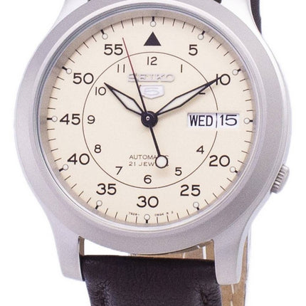 Seiko 5 Military SNK803K2-var-SS4 Automatisk brunt läderarmband herrklocka