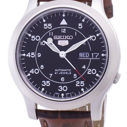 Seiko 5 Military SNK809K2-var-SS2 Automatisk brunt läderarmband herrklocka