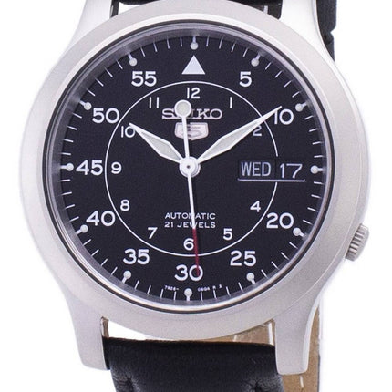 Seiko 5 Military SNK809K2-var-SS3 Automatisk svart läderrem herrklocka