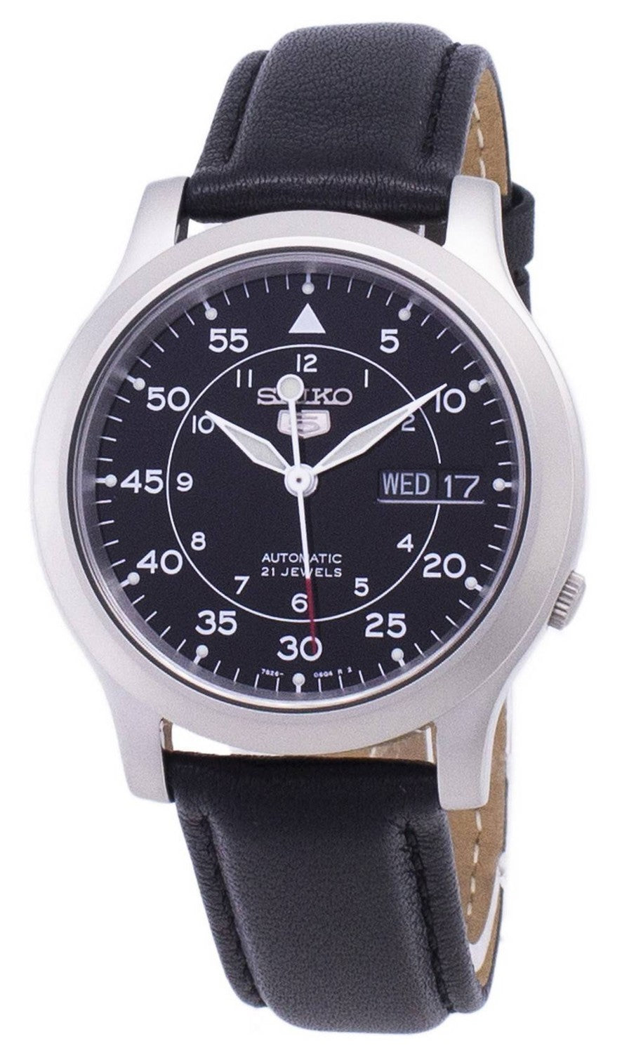 Seiko 5 Military SNK809K2-var-SS3 Automatisk svart läderrem herrklocka