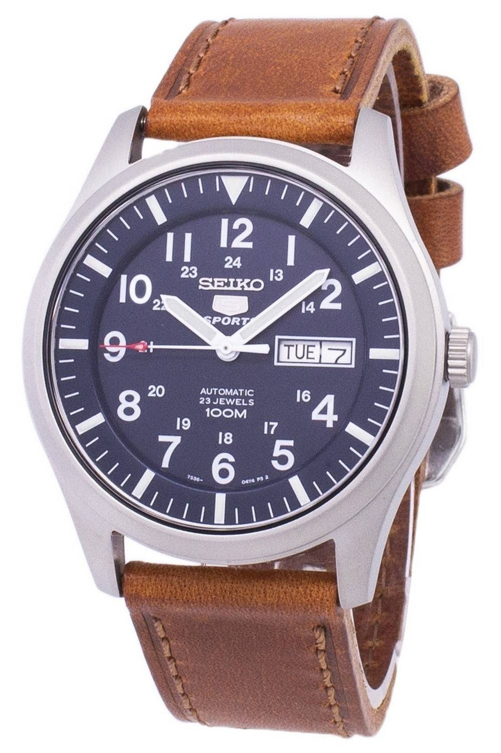 Seiko 5 Sports Automatisk Brunt Läder SNZG11K1-var-LS9 100M herrklocka