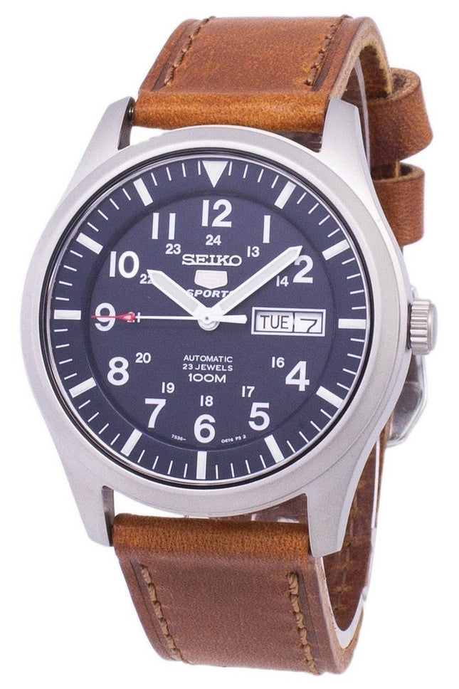 Seiko 5 Sports Automatisk Brunt Läder SNZG11K1-var-LS9 100M herrklocka