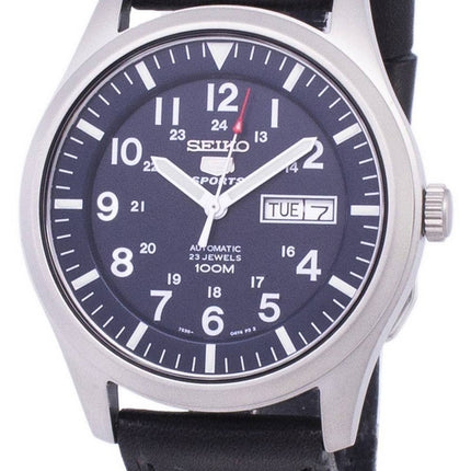 Seiko 5 Sports Automatisk svart läder SNZG11K1-var-LS8 100M herrklocka