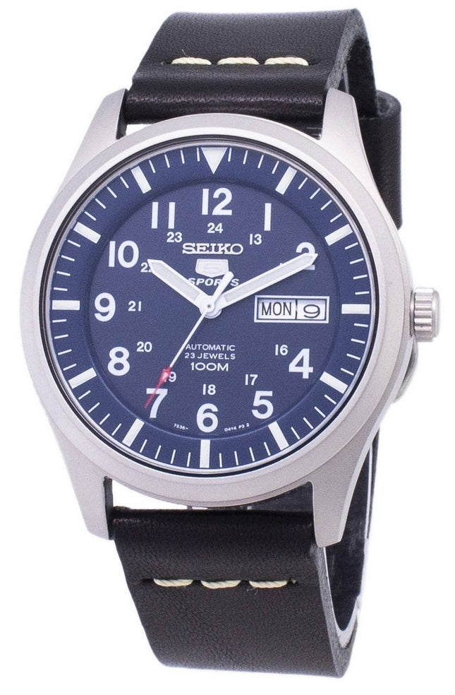 Seiko 5 Sports SNZG11K1-var-LS14 Automatisk svart läderrem herrklocka