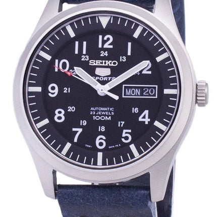 Seiko 5 Sports SNZG15K1-var-LS15 Automatisk mörkblå läderrem herrklocka