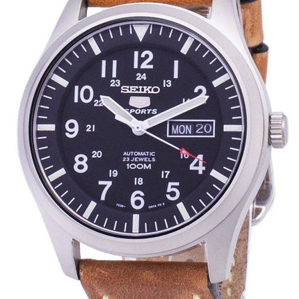 Seiko 5 Sports SNZG15K1-var-LS17 Automatisk brunt läderarmband herrklocka