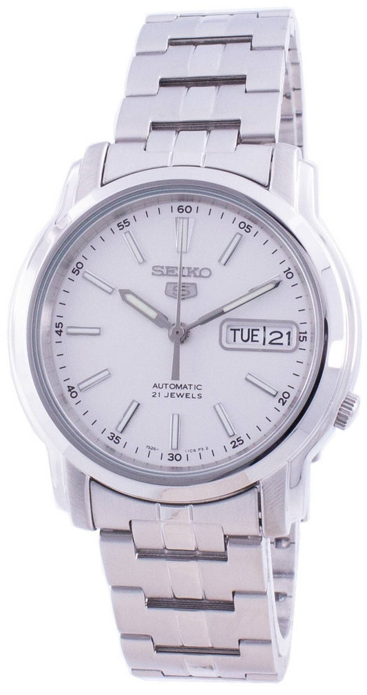 Seiko 5 automatisk vit urtavla SNKL75 SNKL75K1 SNKL75K herrklocka