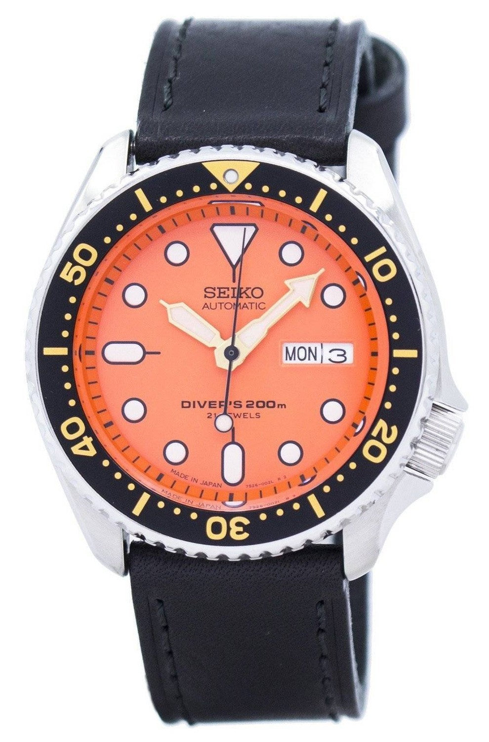 Seiko Automatic Diver's Black Leather SKX011J1-var-LS8 200M herrklocka