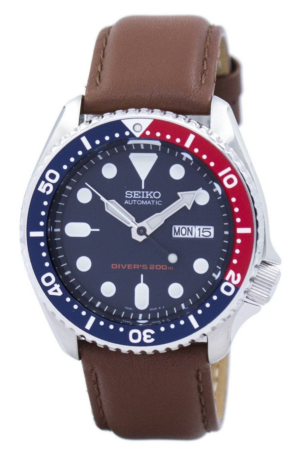 Seiko Automatic Diver's Brown Läder SKX009K1-var-LS12 200M herrklocka
