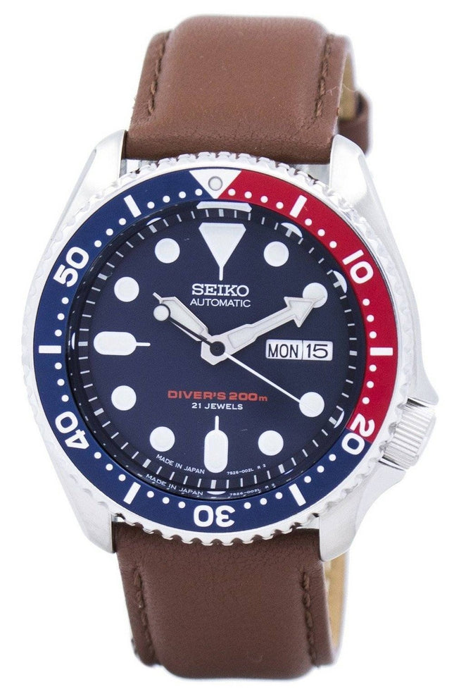 Seiko Automatic Diver's Brunt Läder SKX009J1-var-LS12 200M herrklocka