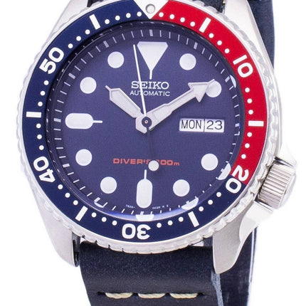 Seiko Automatic SKX009K1-var-LS15 Diver's 200M mörkblå läderrem herrklocka