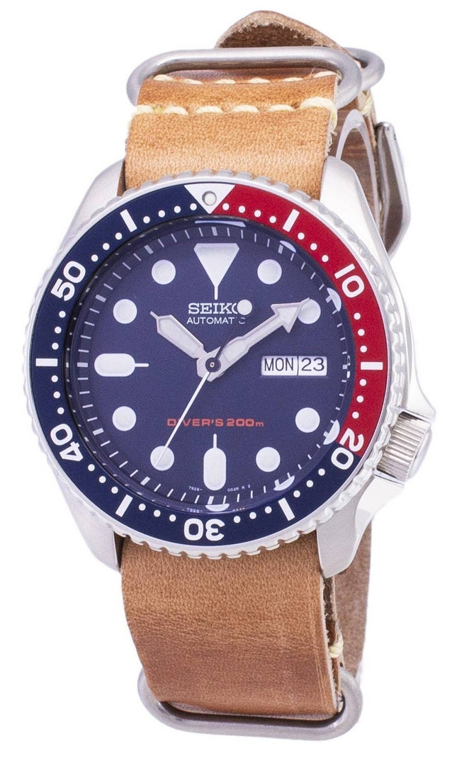 Seiko Automatic SKX009K1-var-LS18 Diver's 200M brunt läderband herrklocka