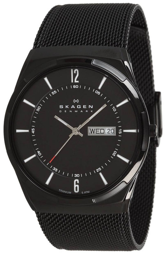 Skagen Melbye svart titanfodral med meshband SKW6006 herrklocka