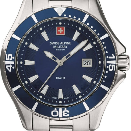 Swiss Alpine Military By Grovana Nautilus Blue Dial Quartz 7040.1135 100M herrklocka