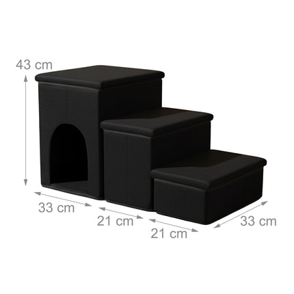 TASSORA - Foldable Dog Stairs, 3 Steps with Storage and Non-Slip Base