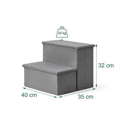 TASSORA - Foldable Dog Steps with Storage - Grey, Small