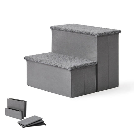 TASSORA - Foldable Dog Steps with Storage - Grey, Small