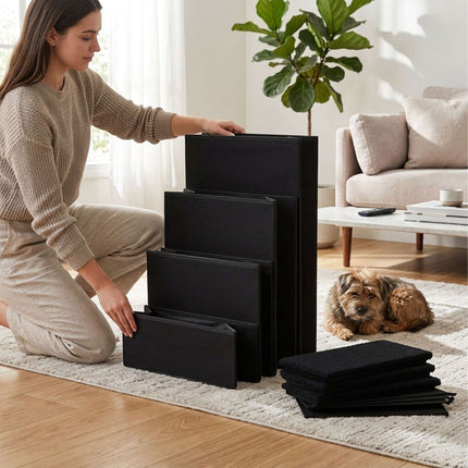 TASSORA - Foldable Dog Steps with Storage, Large, Black