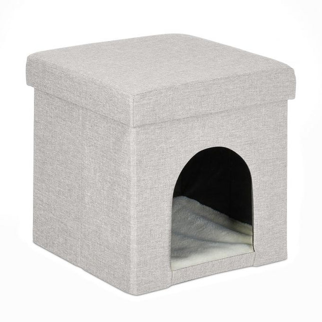 TASSORA - Hopfällbar kattbädd för kattens vila och sovstunder, beige