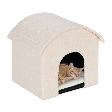 TASSORA - Hopfällbar kattbädd med avtagbar dyna och mjuk yta, beige