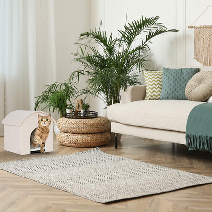 TASSORA - Hopfällbar kattbädd med avtagbar dyna och mjuk yta, beige
