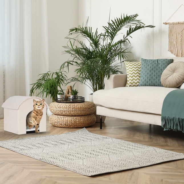 TASSORA - Hopfällbar kattbädd med avtagbar dyna och mjuk yta, beige