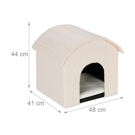TASSORA - Hopfällbar kattbädd med avtagbar dyna och mjuk yta, beige