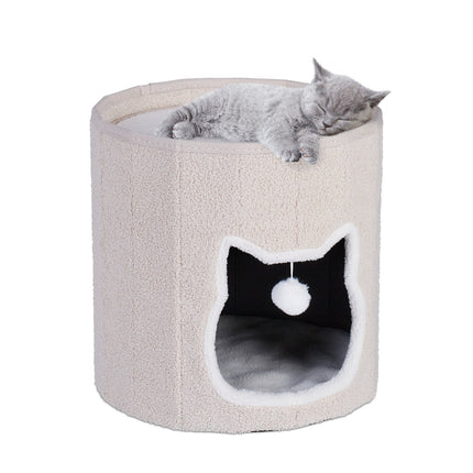 TASSORA - Hopfällbar kattkoja för kattens krypin och vilostunder, beige